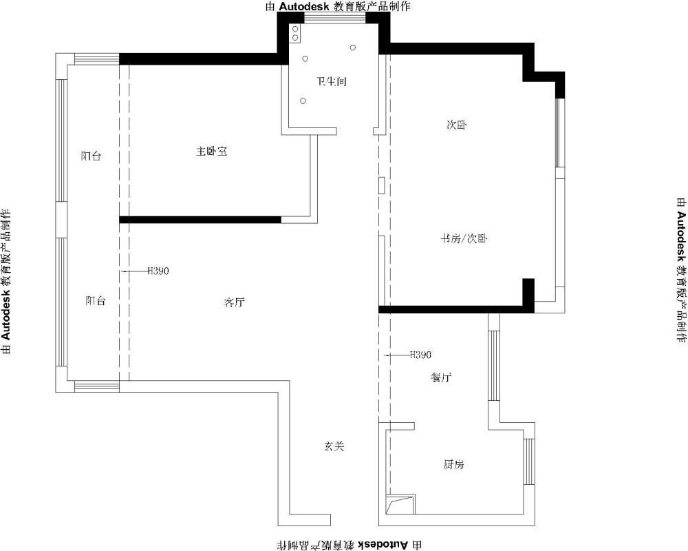 妹纸自家96平小三房平面方案求大神指点_季小姐mt-Model.jpg