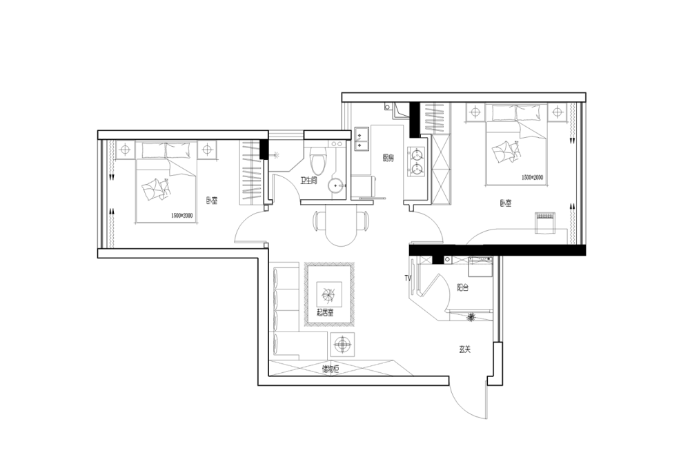 两个老人住，分房睡，主要纠结进门晾晒区和餐厅区域。_新块-Model.plt.png