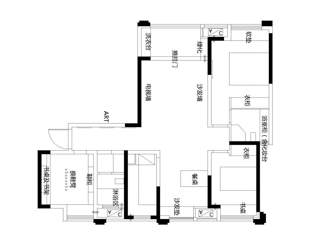 套内87m²，自己家，自己布了几个平面，希望再优化一下_c-3原始结构-Model.jpg