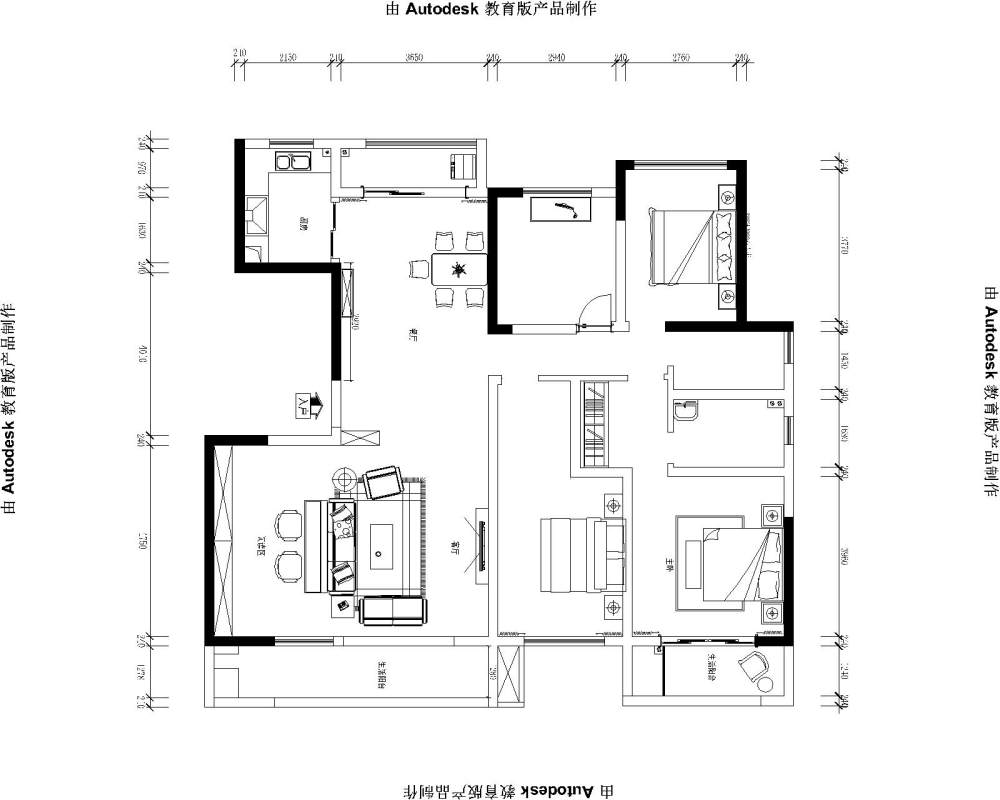 100多平的家装平面，平面布置图 完全不知道怎么摆  求助_Drawing2-Model.jpg