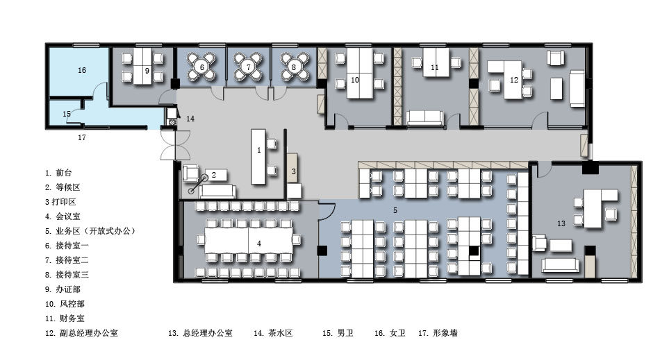 刚做的办公室平面方案求拍砖_平面布置图一.jpg