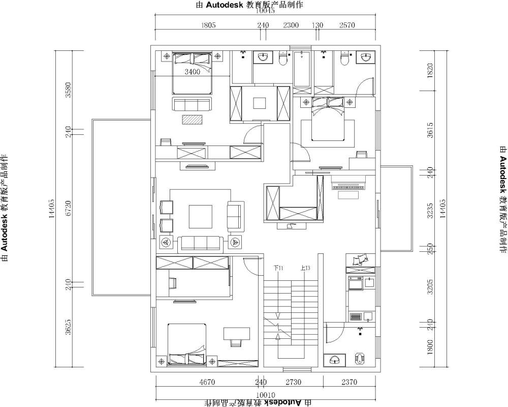 自家亲叔，自建小楼方案求完善_二层平面