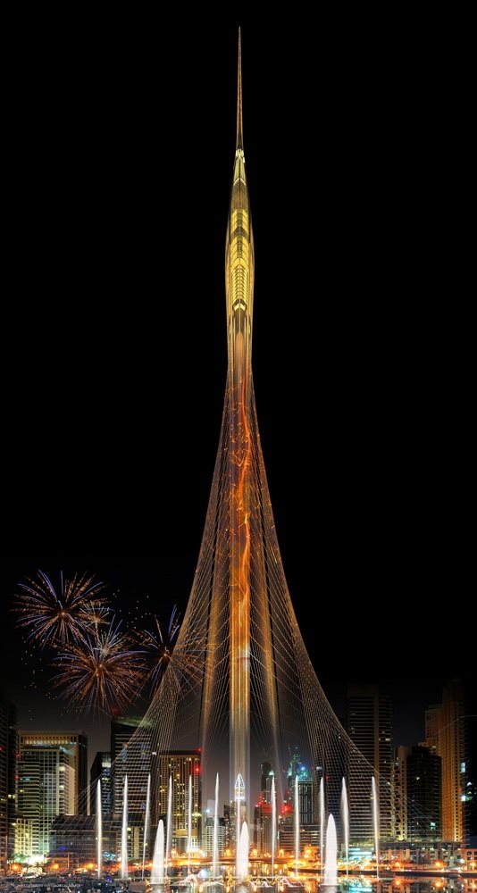 迪拜新“地标”观光塔_The_Tower_at_Dubai_Creek_Harbour_(night_render)_Credit_Santiago_Calatrava.jpg