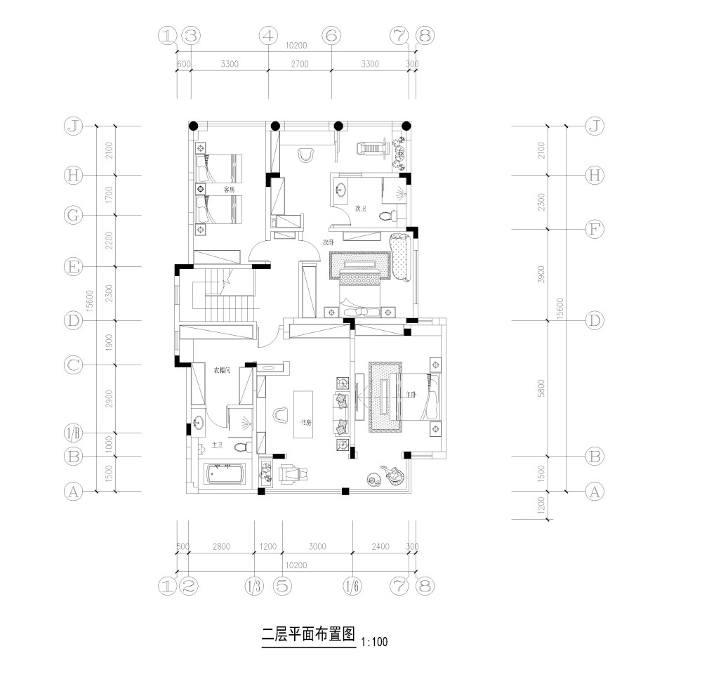 小别墅平面布置图，请大家给点评下_二层平面AAA.jpg