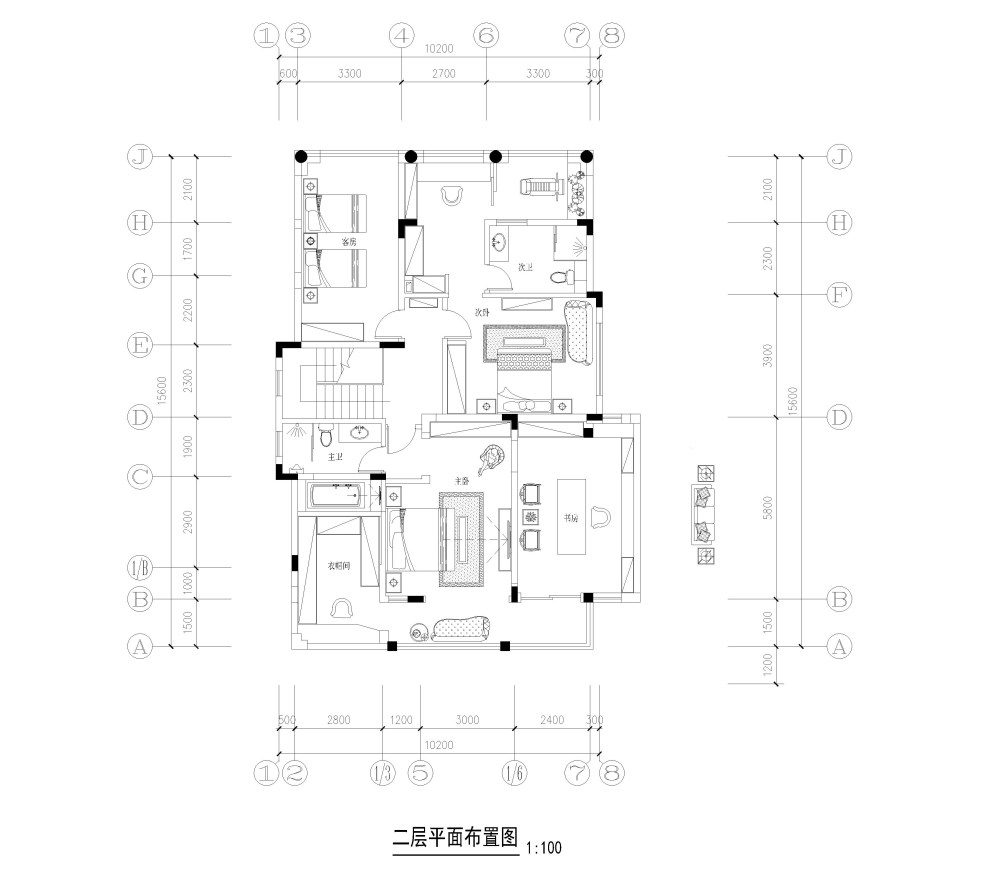 小别墅平面布置图，请大家给点评下_二层平面BBB.jpg