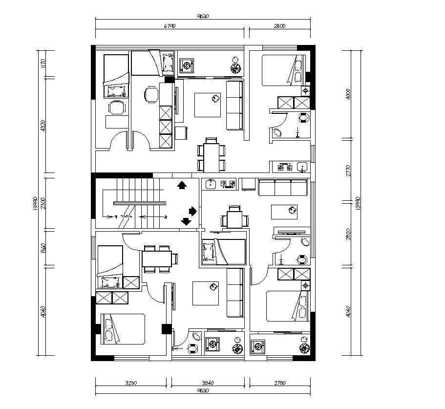 自建房约150平方，要分三套房子出租，砖混结构。_平面布置图