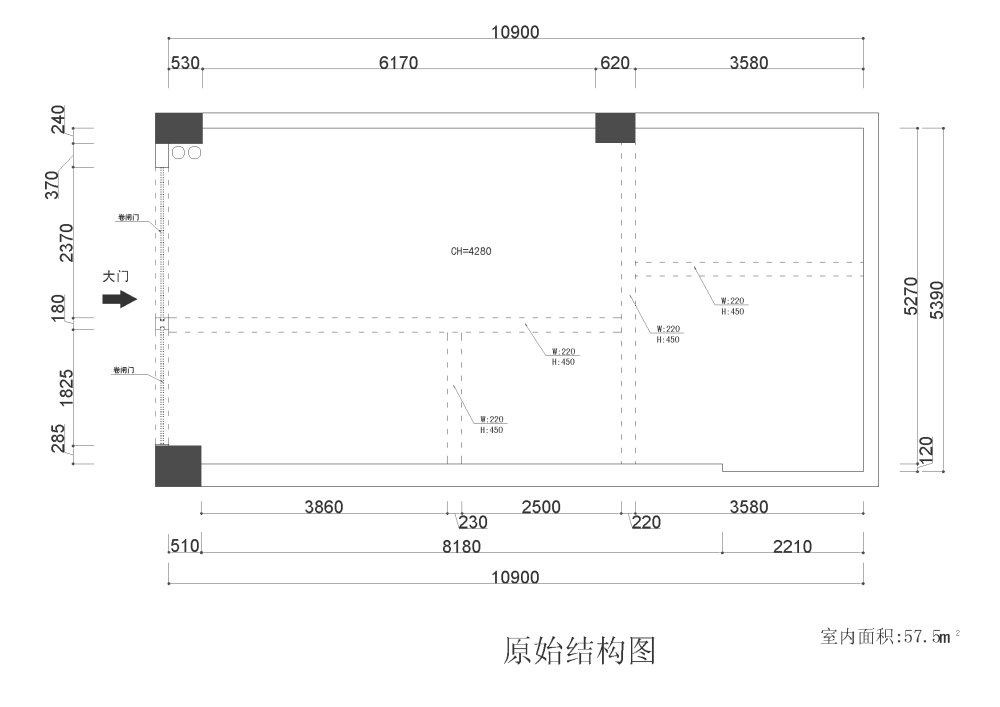 准备创业的一个设计机构办公室_原始建筑图