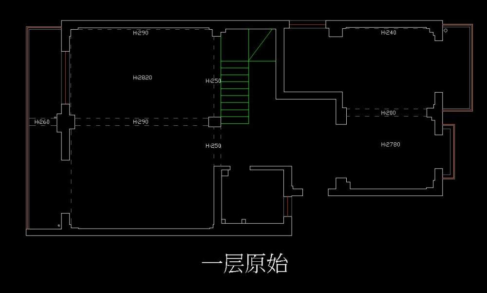 一个二手复式楼改造平面，麻烦各位帮忙参谋一下_一层原始结构