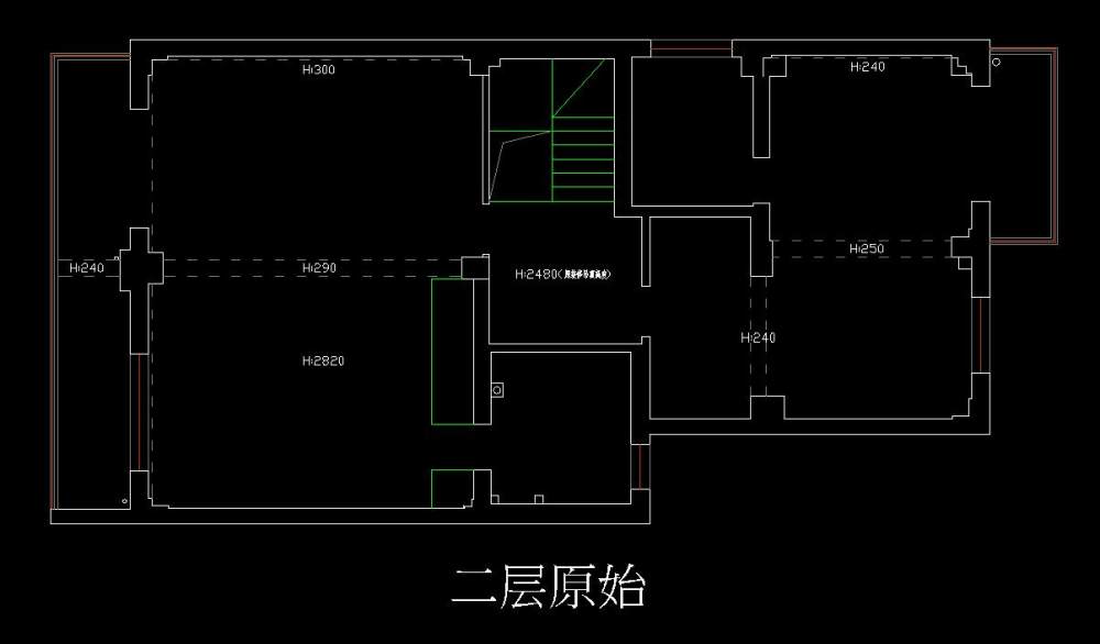 一个二手复式楼改造平面，麻烦各位帮忙参谋一下_二层原始.jpg