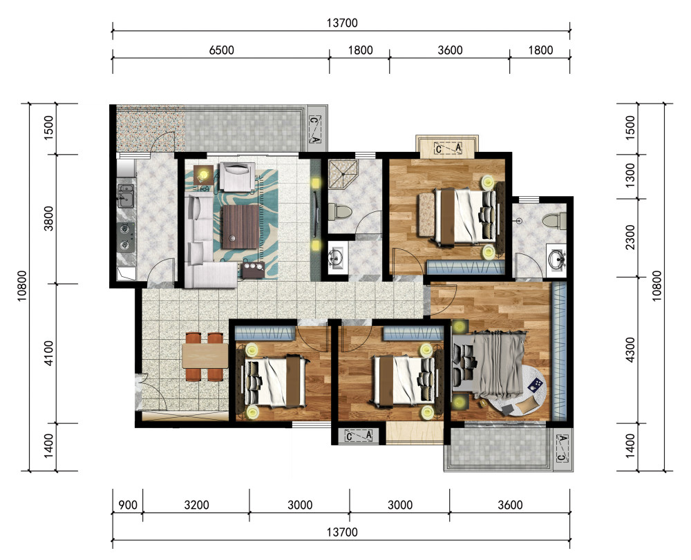 住宅彩色平面图_户型A-2.jpg