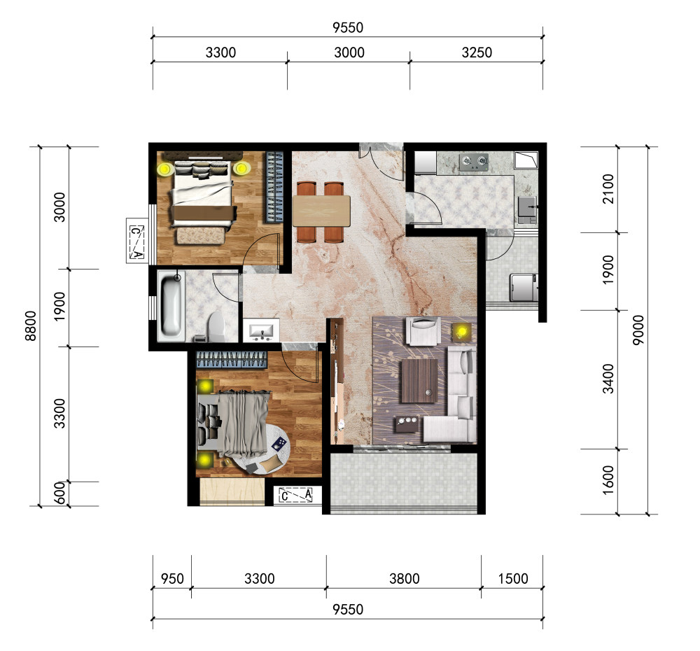 住宅彩色平面图_户型A-3.jpg