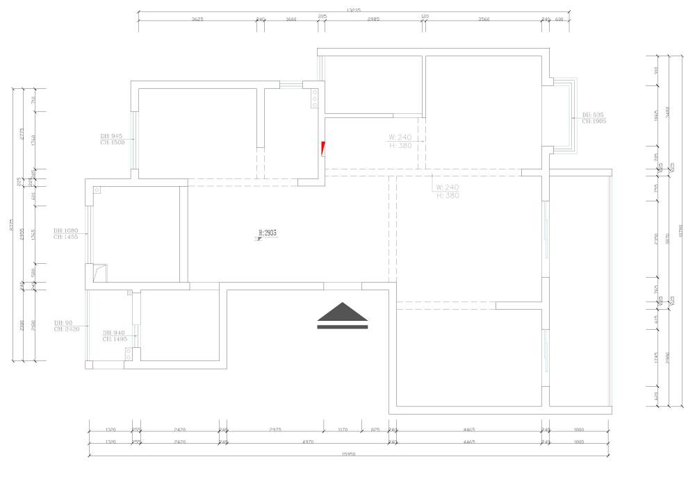 新人求各位设计前辈指教，140坪方案_原始户型