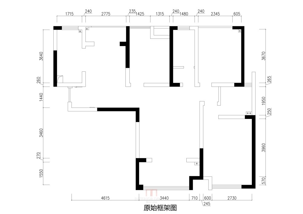 自家一套房子，不知道怎么布置平面才能利用最大化_19栋原始平面.jpg