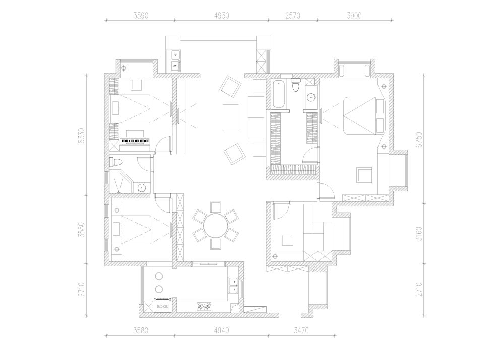 207㎡户型，求助各路老师们更好的方案。！！！！_珠江帝景-Model.jpg