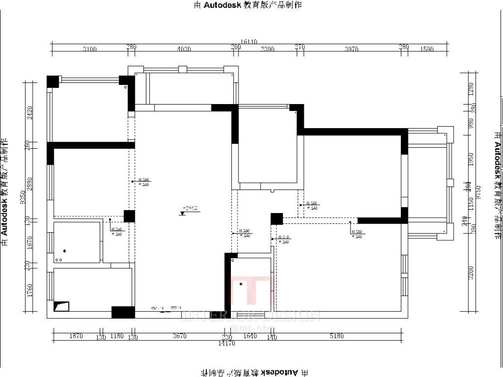 求一个颠覆性的方案，新中式，3个卧室，一个书房_原建筑图