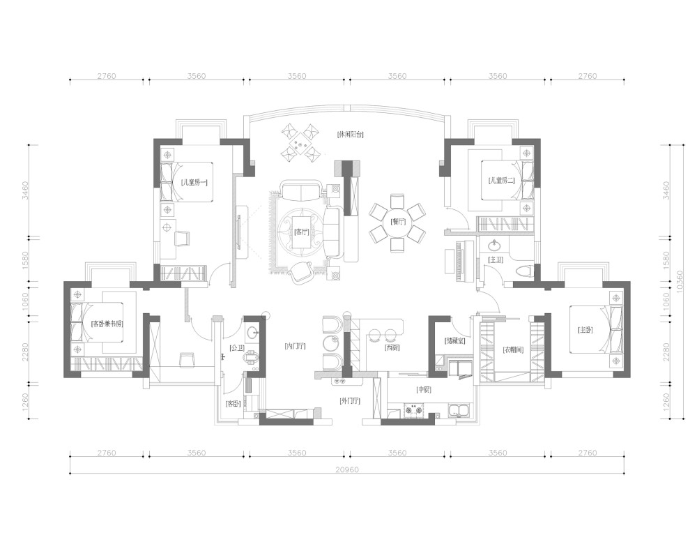 双拼户型，求助各位老师。_双拼户型-Model.jpg