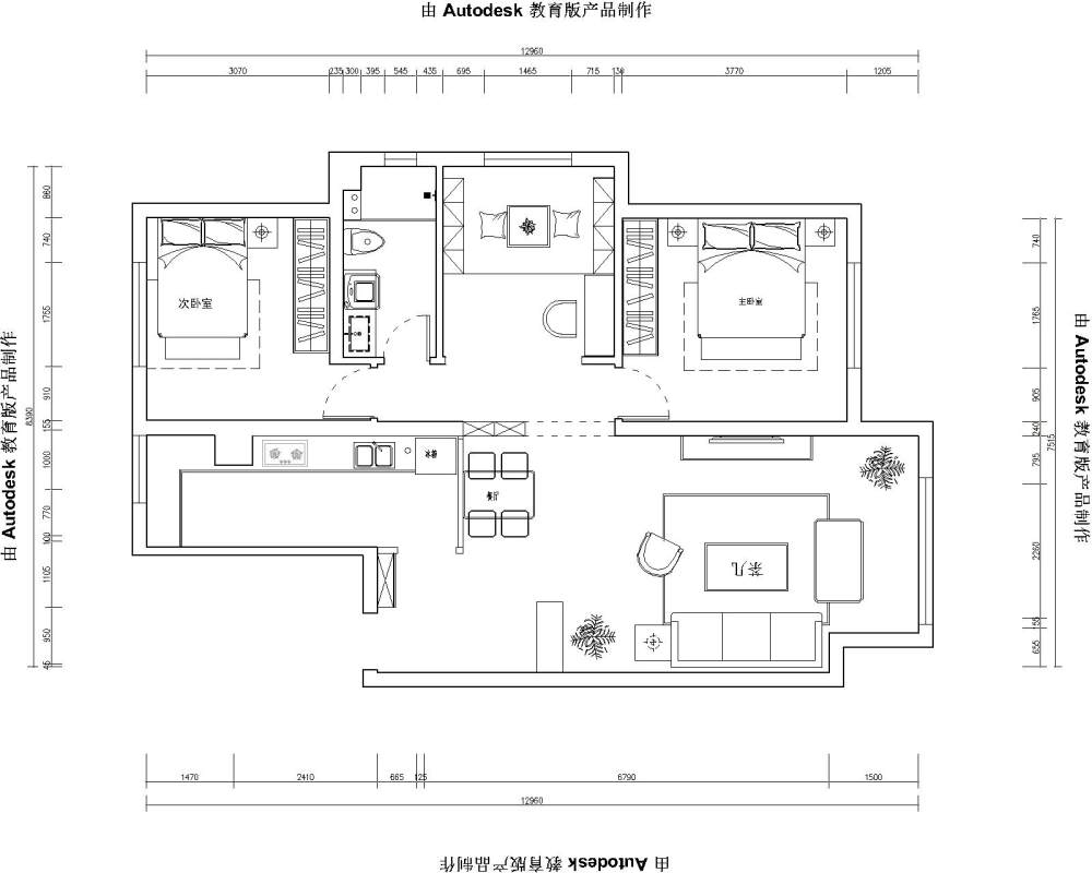 之前做过的一个户型拿来练习一下   希望大师们指点_1Model.jpg