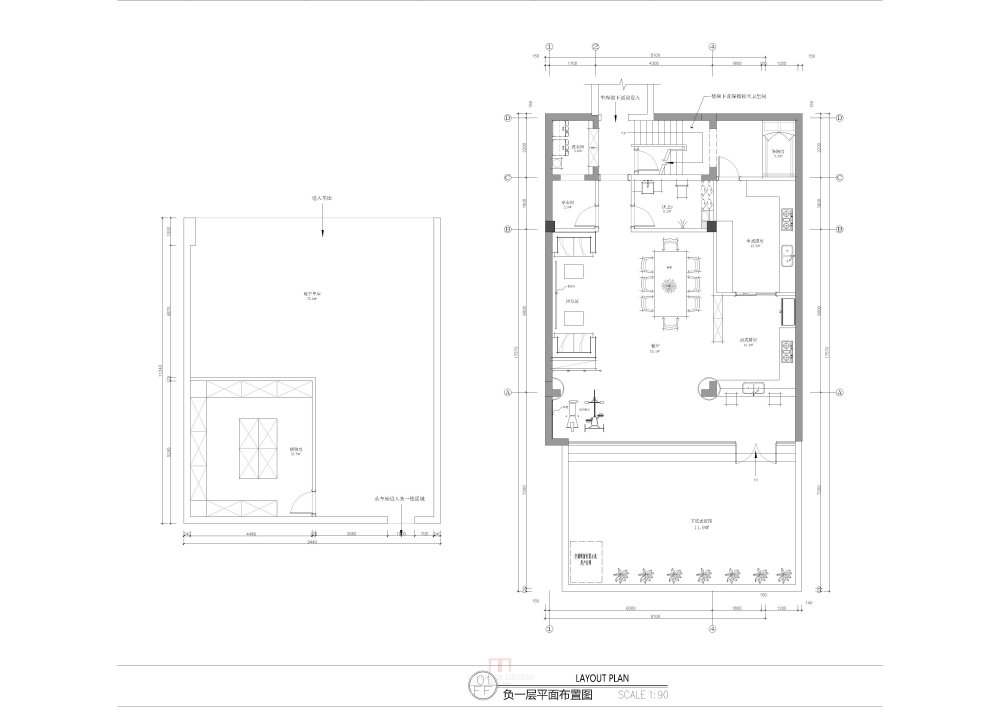 别墅户型，跪求各位大神指点P下，给哈建议_别墅负一层