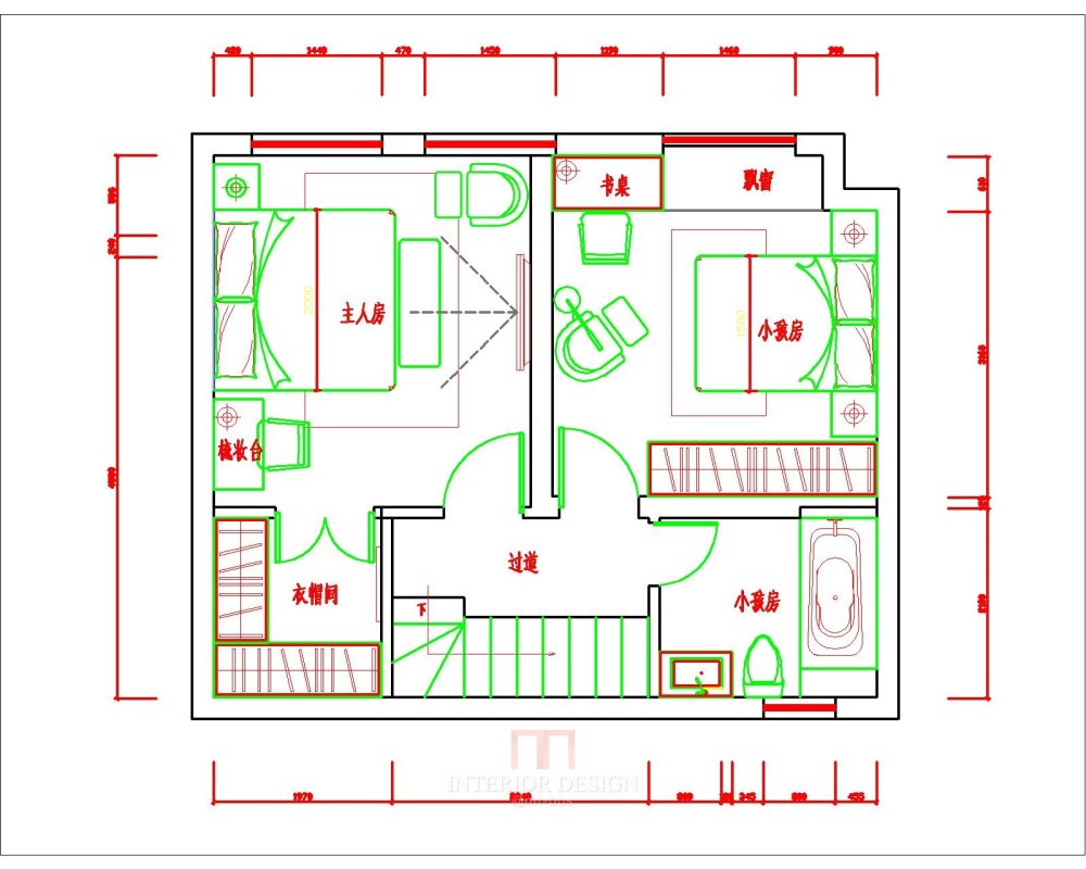 一套中式居家实用跃层平面，求优化，批斗吧兄弟们_2F平面布置图.jpg