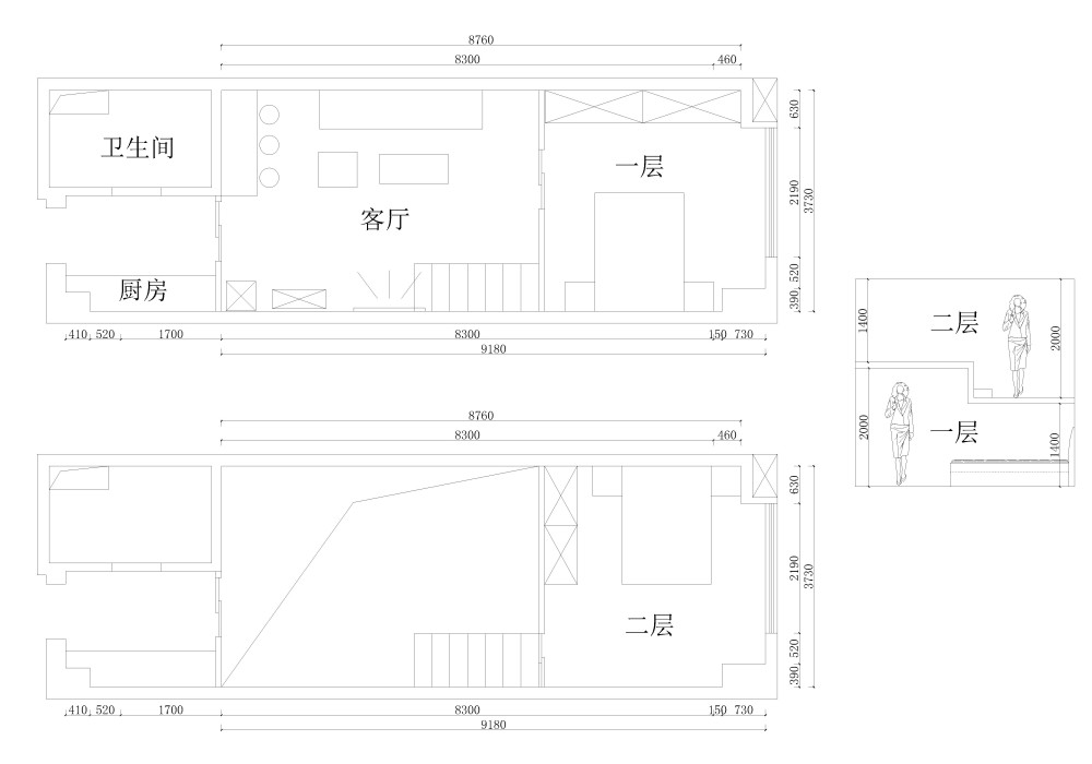 60平小户型公寓设计，空间限制，求合理布置_新块-Model.jpg