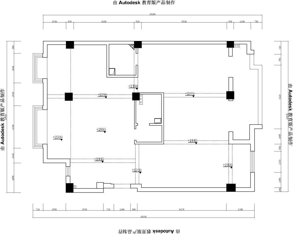 150m2平层方案    求助大神们优化一下_2121-Model.jpg