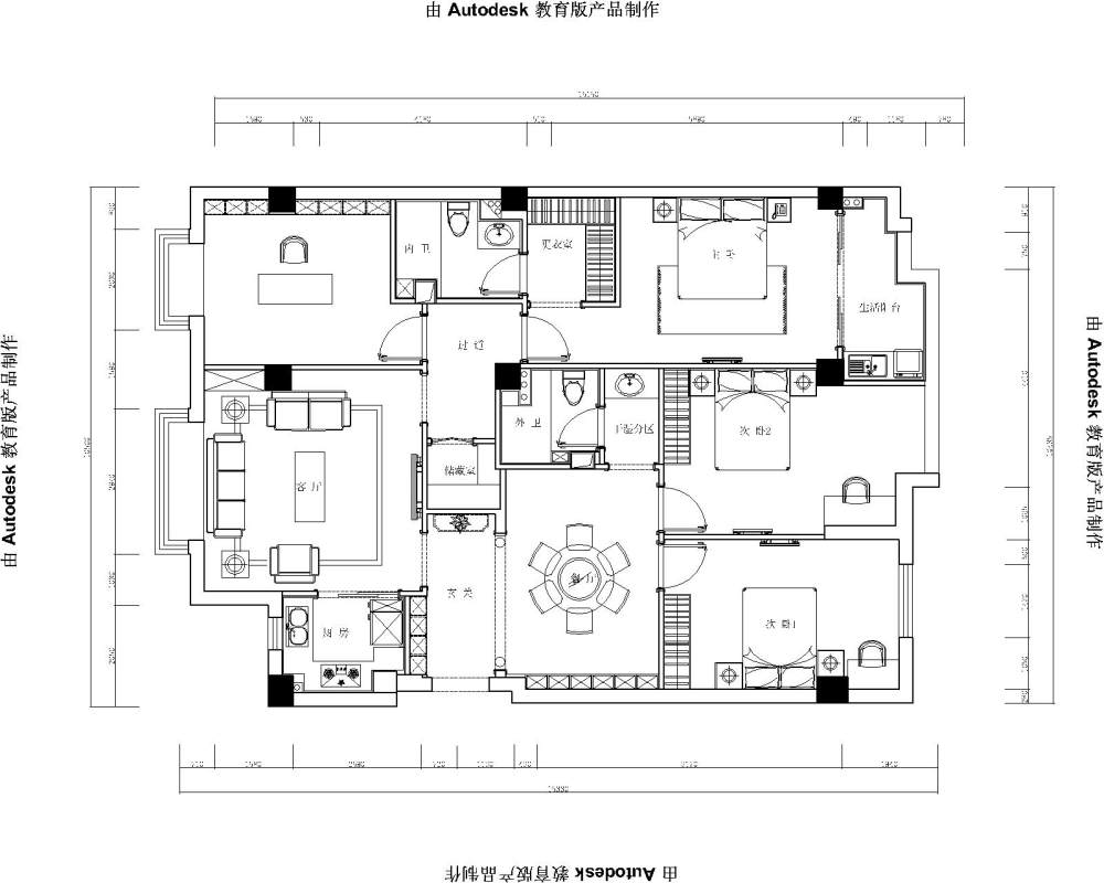 150m2平层方案    求助大神们优化一下_21212-Model.jpg