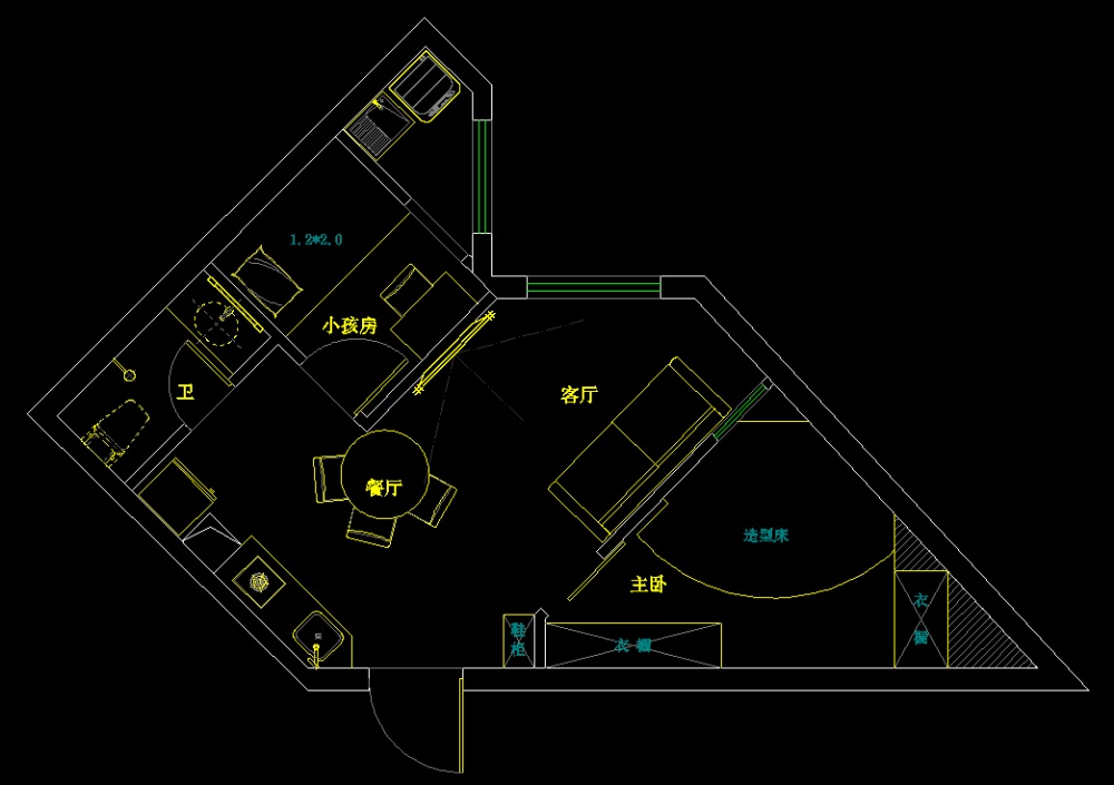 小户型 异形 只有俩个窗户，采光不好，重新格局，求大神..._QQ图片20161101155340.png