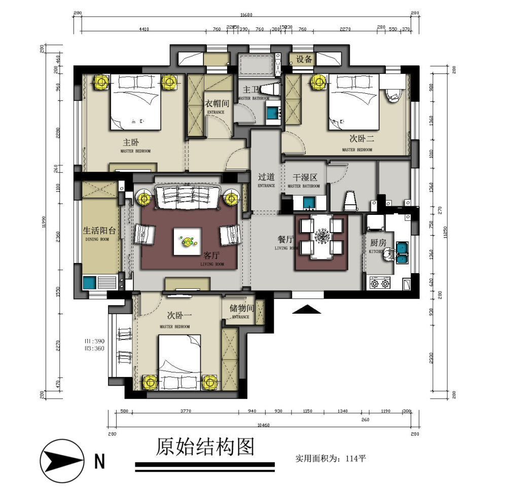 客户想做欧式，  门口不要对餐桌_兰韵1号楼西边套原户型.jpg