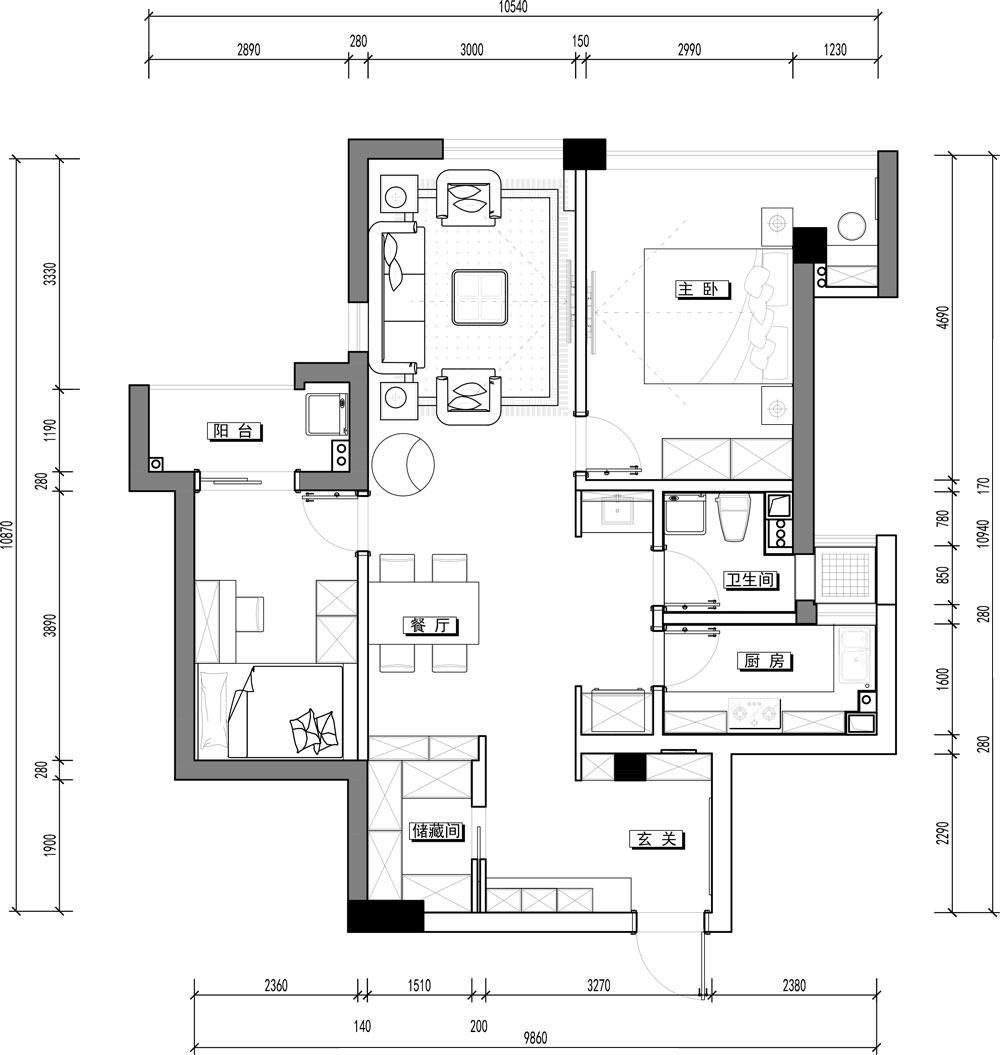 设计师自己的房子_上图其实也基本上确定了，但考虑上图餐厅往厨房和卫生间看过去有点琐碎，所以有了这个图，这个图基本上是确 ...