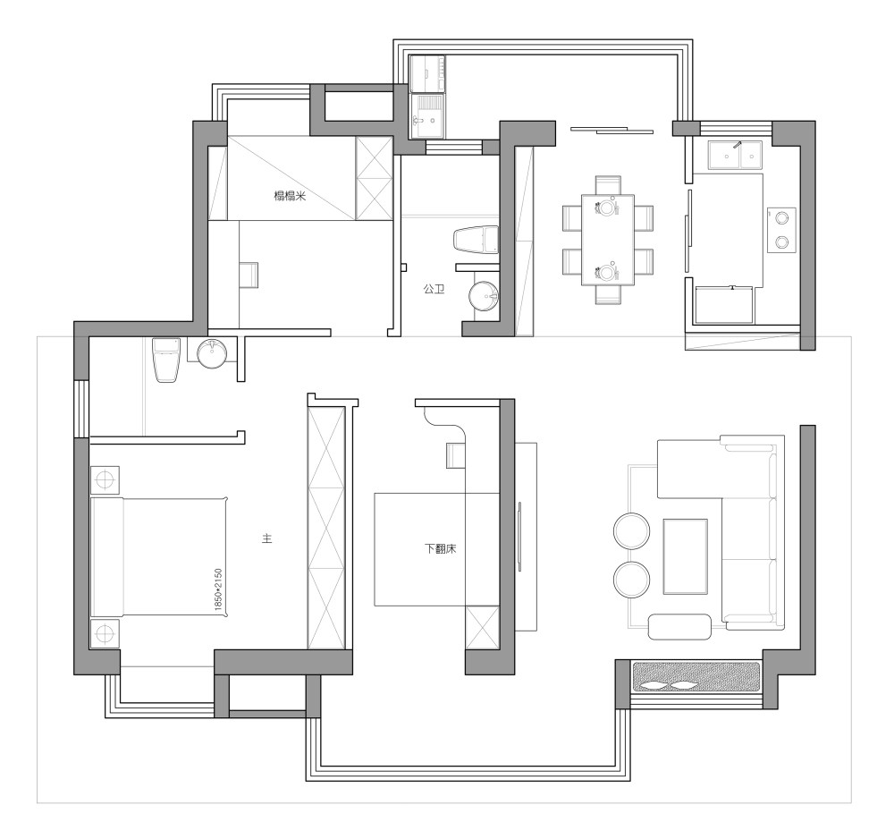 自家房子装修，有大师能帮细化下框框里的布置吗！~_练习-Model.jpg