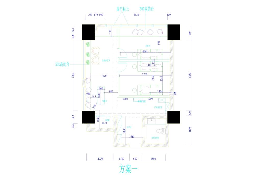 美容养生馆平面出了两个方案求指点，哪个大神有更.好的.._方案一.jpg