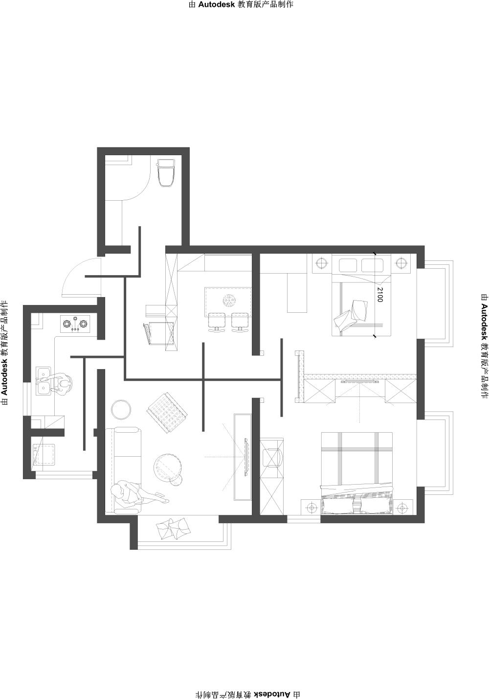 求指教，小户型家装平面，在线等_平面图-Model.png