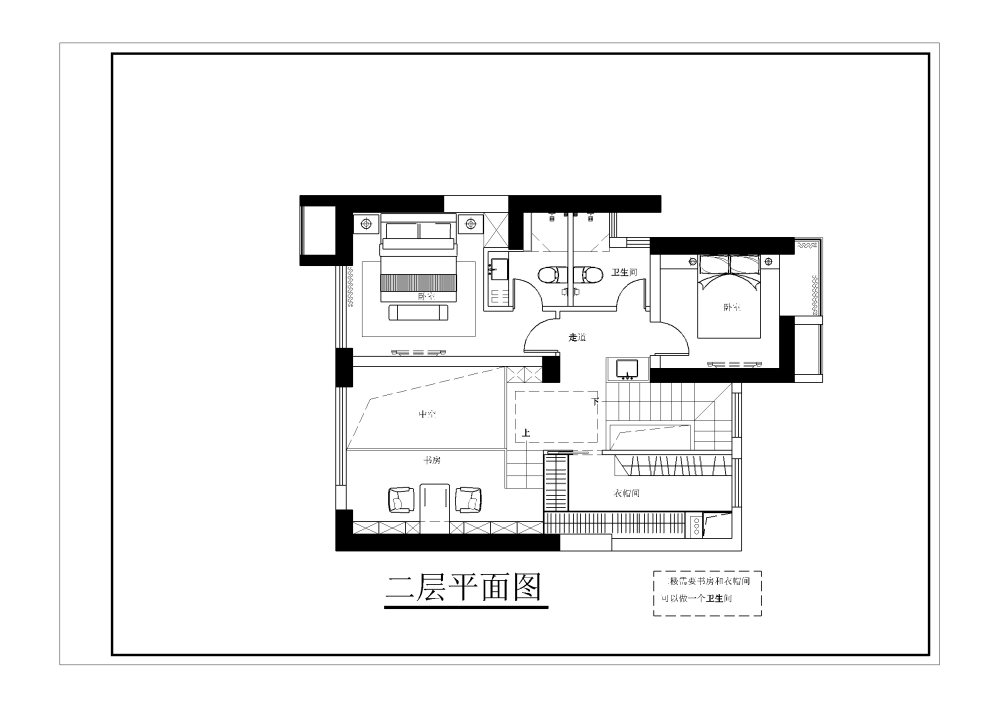家装平面布置分析(请给意见)_二楼平面布置图-001.jpg
