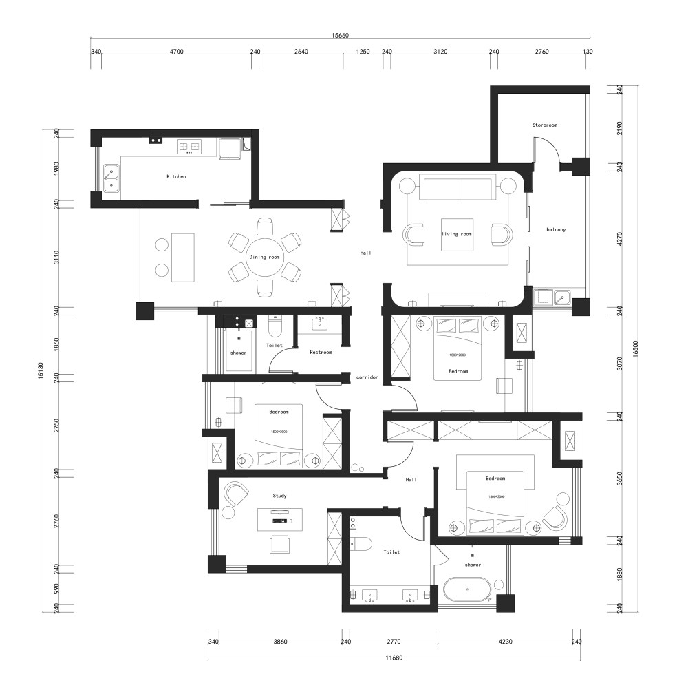 160m²平层平面请高手指教 700DB_XXDL缁撴瀯鍥 Model (1).jpg