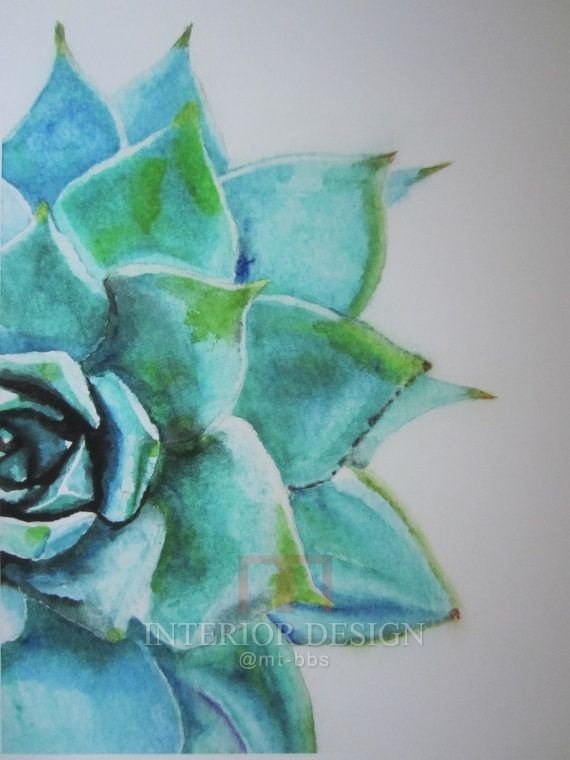 Blue Green Succulent Watercolor Print(CE0FC).jpg