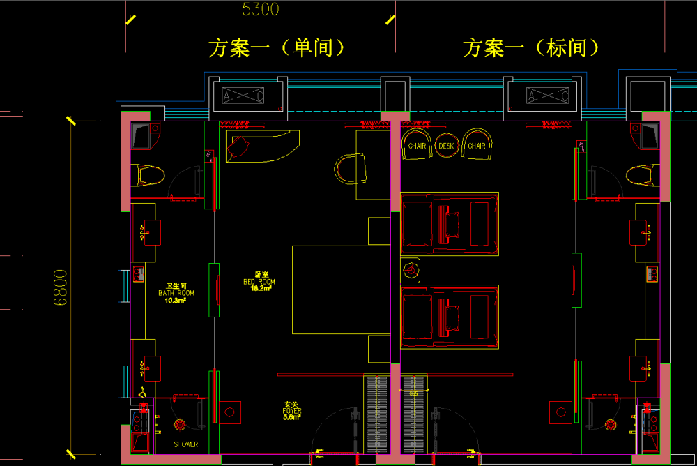 一个商务酒店套房平面，求意见_房间平面图