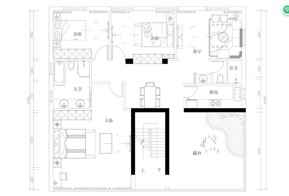 120平方的自建房的平面方案。请大神指点下，含CAD_平面布置图