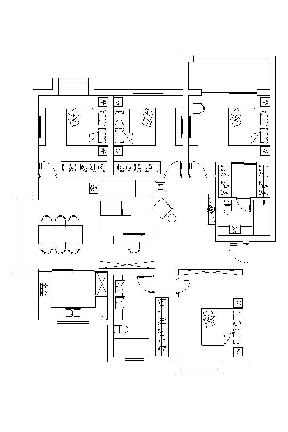 140平米求助各位大师优化平面，只要回帖就有奖励_原始平面图CAD-Model.jpg