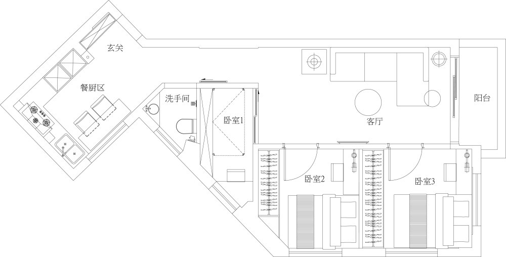 奇葩小户型60方还要求三方两厅一厨一卫_方案二.jpg