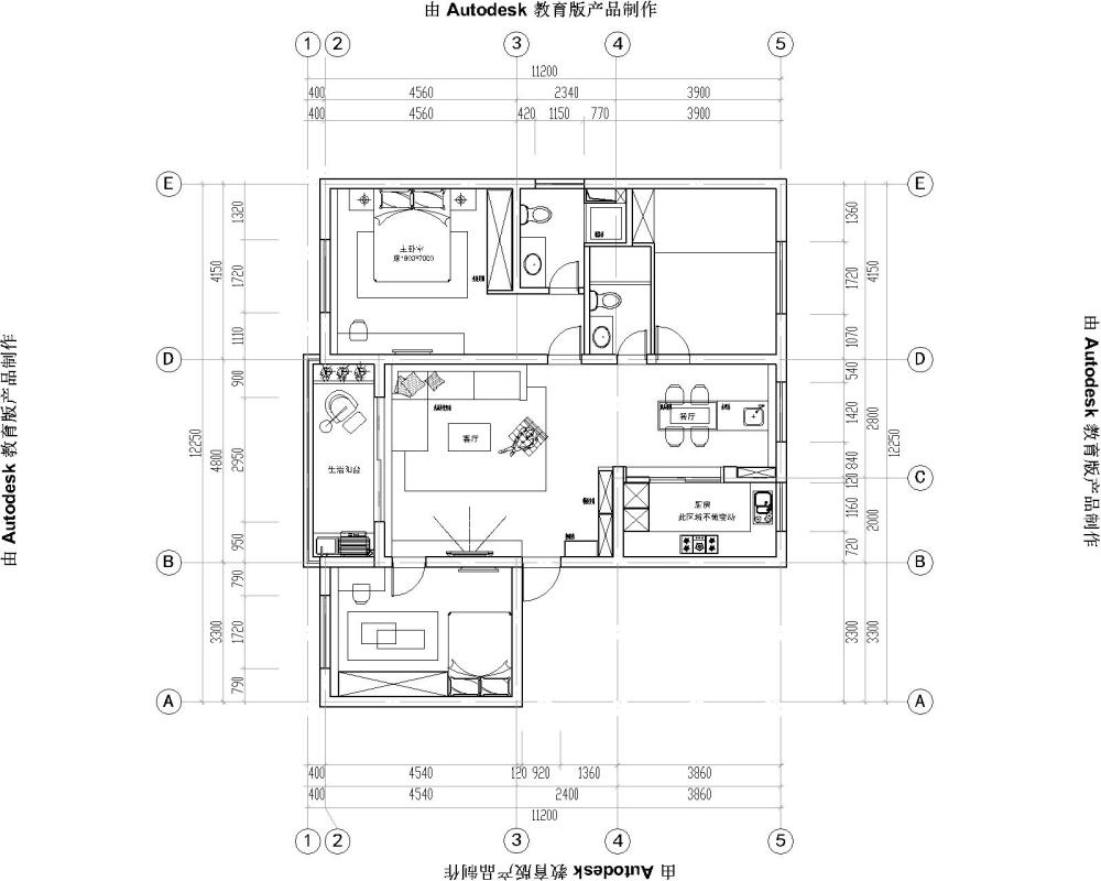 旧房改造，有两个区域不变动。想做美式风格。电视背景..._购物中心楼上2幢501 (施工图)-Model.jpg