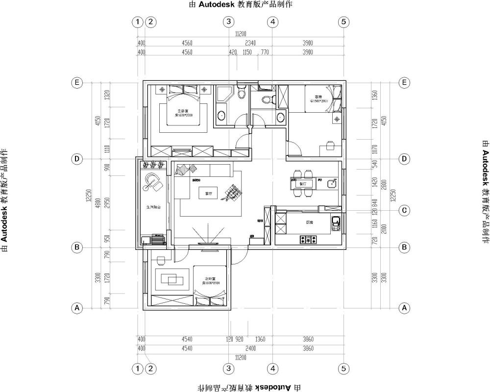 旧房改造，有两个区域不变动。想做美式风格。电视背景..._购物中心楼上2幢501 (施工图)-Model.jpg