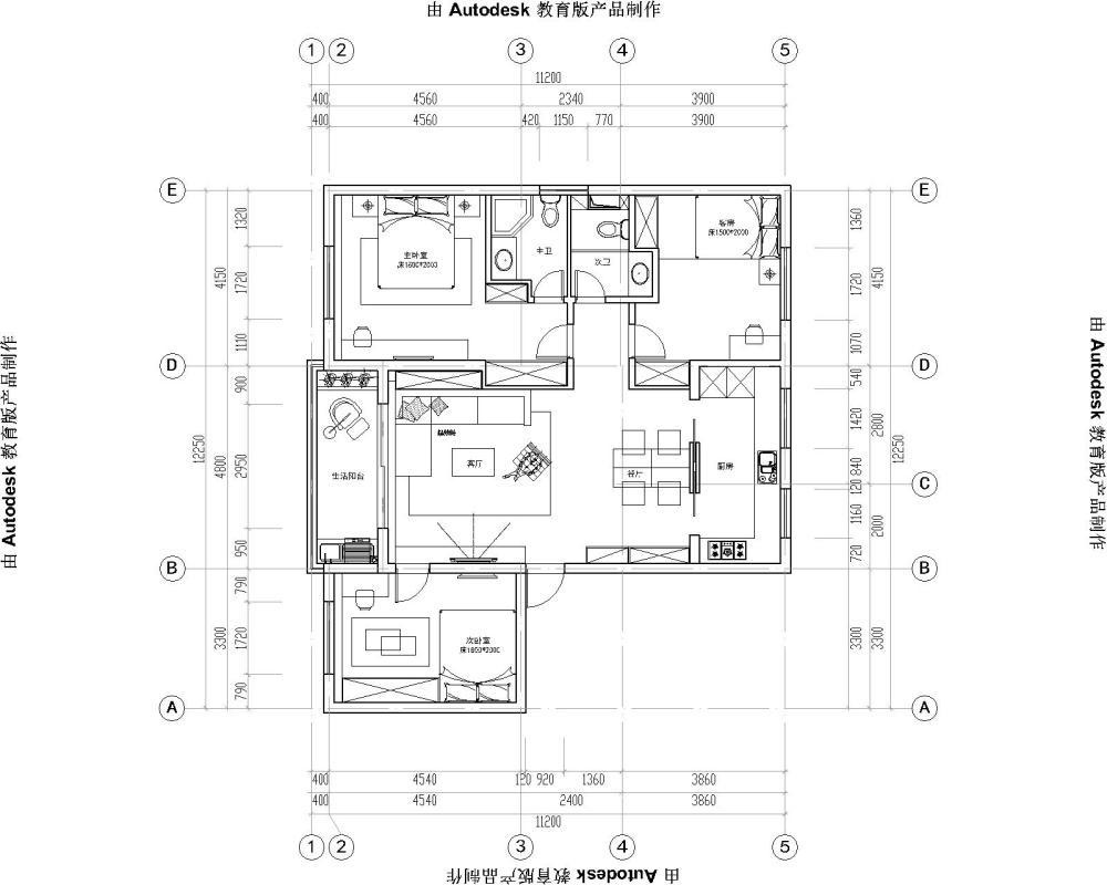 旧房改造，有两个区域不变动。想做美式风格。电视背景..._购物中心楼上2幢501 (施工图)-Model.jpg