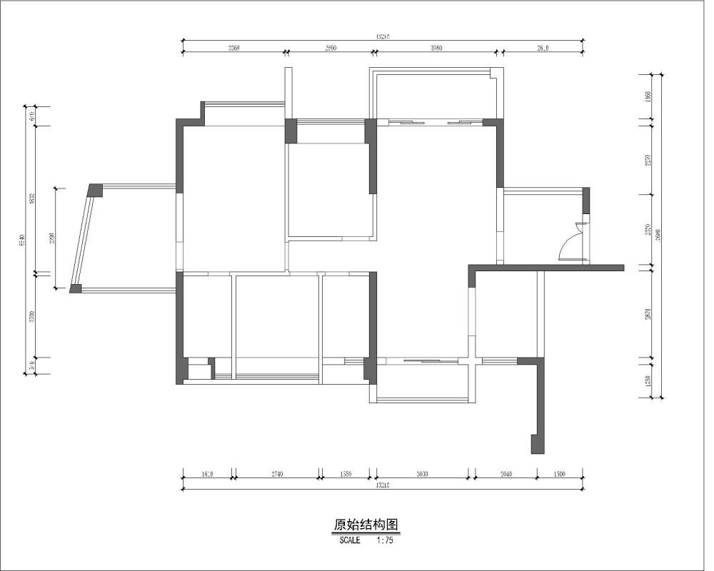 入户门对房间门直冲的户型问题求助_棕榈彩虹原始结构图.jpg