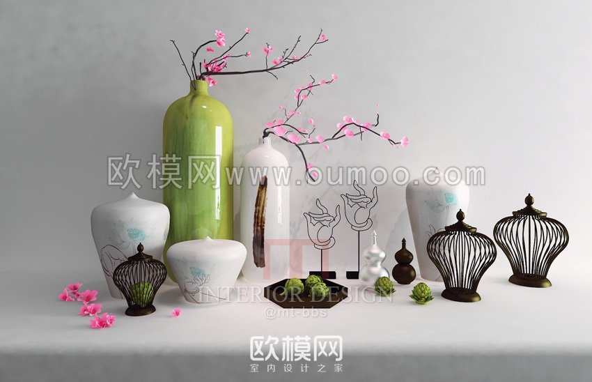 2014年欧模网精品单体模型库_2009 新中式花艺佛手干枝器皿陈设品.jpg