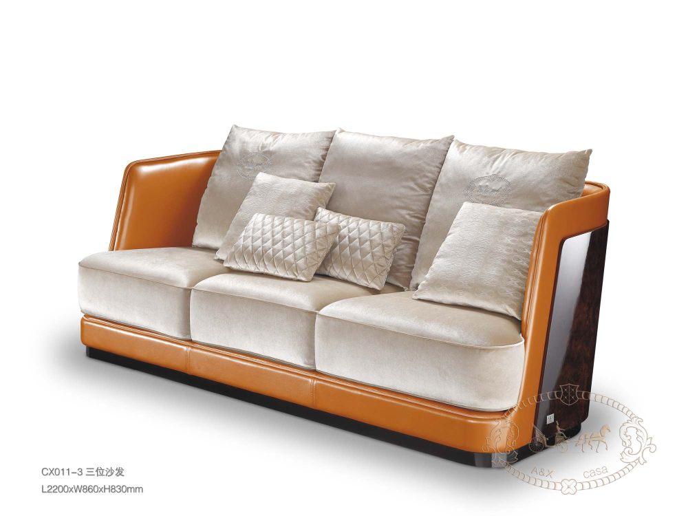 联合欧陆A&X阿玛尼 后现代最新产品资料（高清无水印白底..._（76）CX011-3 三位沙发（L707橙色皮）.jpg