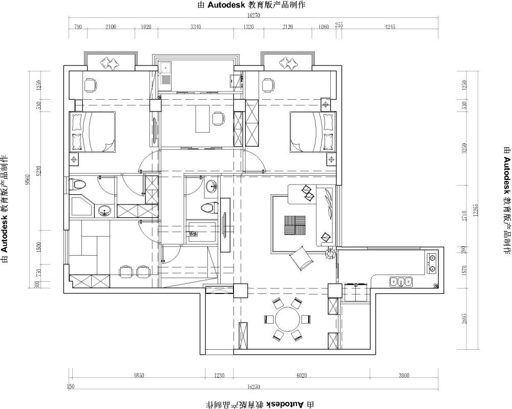 户型很常规，卫生间位置有点尴尬。主卧次卧避梁_上池陈姐2-Model.jpg