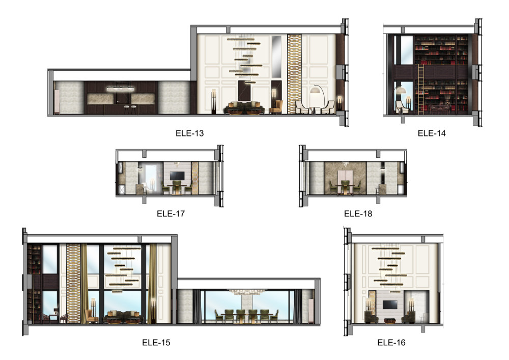 太原洲际酒店全套PSD_S4 Presidential suite LOUNGE DINING STUDY elevations - A3 - 1-100.jpg