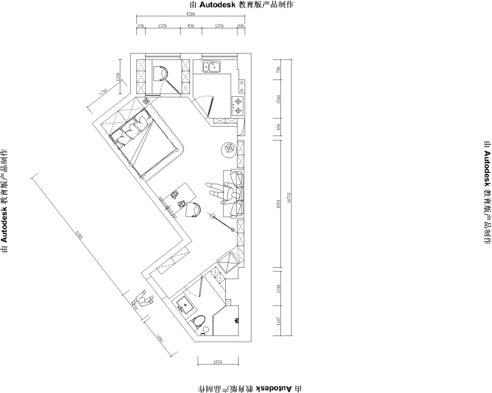 不规则单身公寓 平面求助！！希望大神给点建议_新块-Model.png
