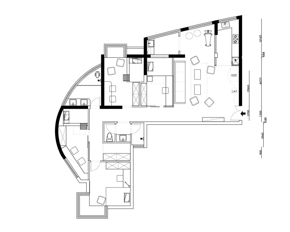一个异性住宅平面 ，设定六人居住的空间。求各位大神提..._未标题-2.jpg