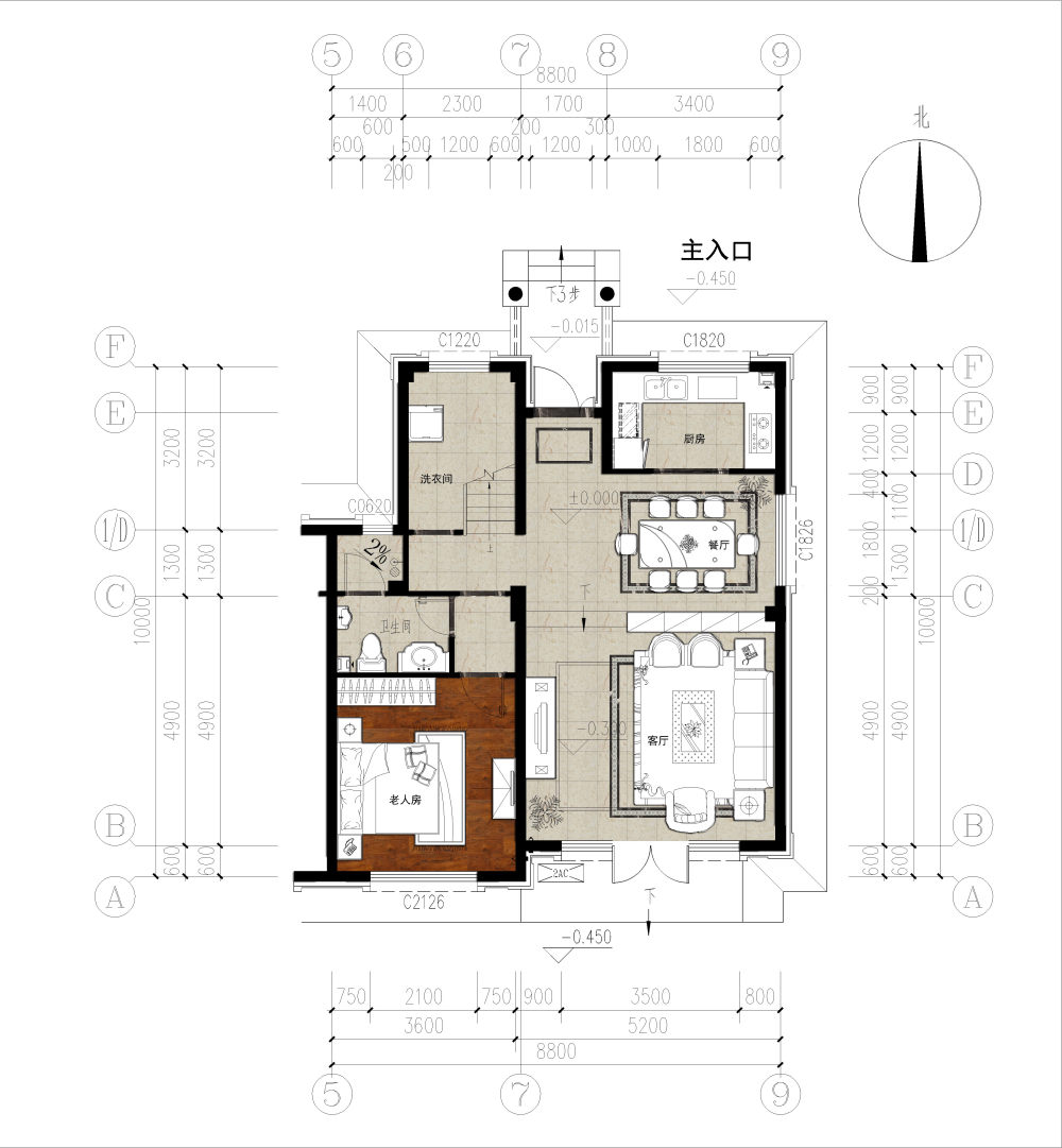 【95后萌新】《蓝岸丽舍》别墅样板间精装方案+彩平_Floor 01.jpg